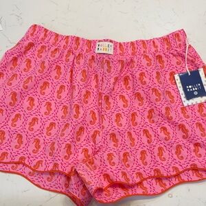 Roller Rabbit Pink & Orange Seahorse Print Sleep Shorts